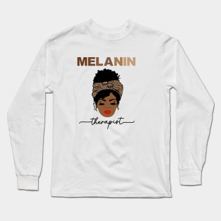 Melanin Therapist Cheetah Design Long Sleeve T-Shirt